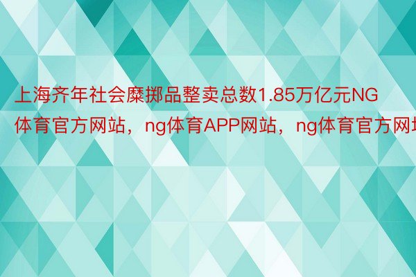 上海齐年社会糜掷品整卖总数1.85万亿元NG体育官方网站，ng体育APP网站，ng体育官方网址